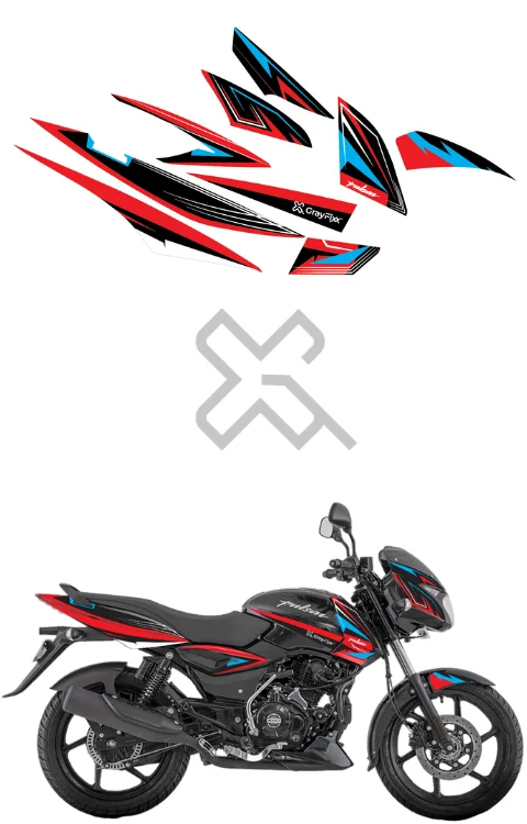 Red Blue Edition Sticker Compatible with Pulsar 125/150/180 | Printed In Premium Gloss Vinyl With FPF(Fade Protection Film), Water Proof, Precut Sticker, Pack Of 1 Compatible with Both Side